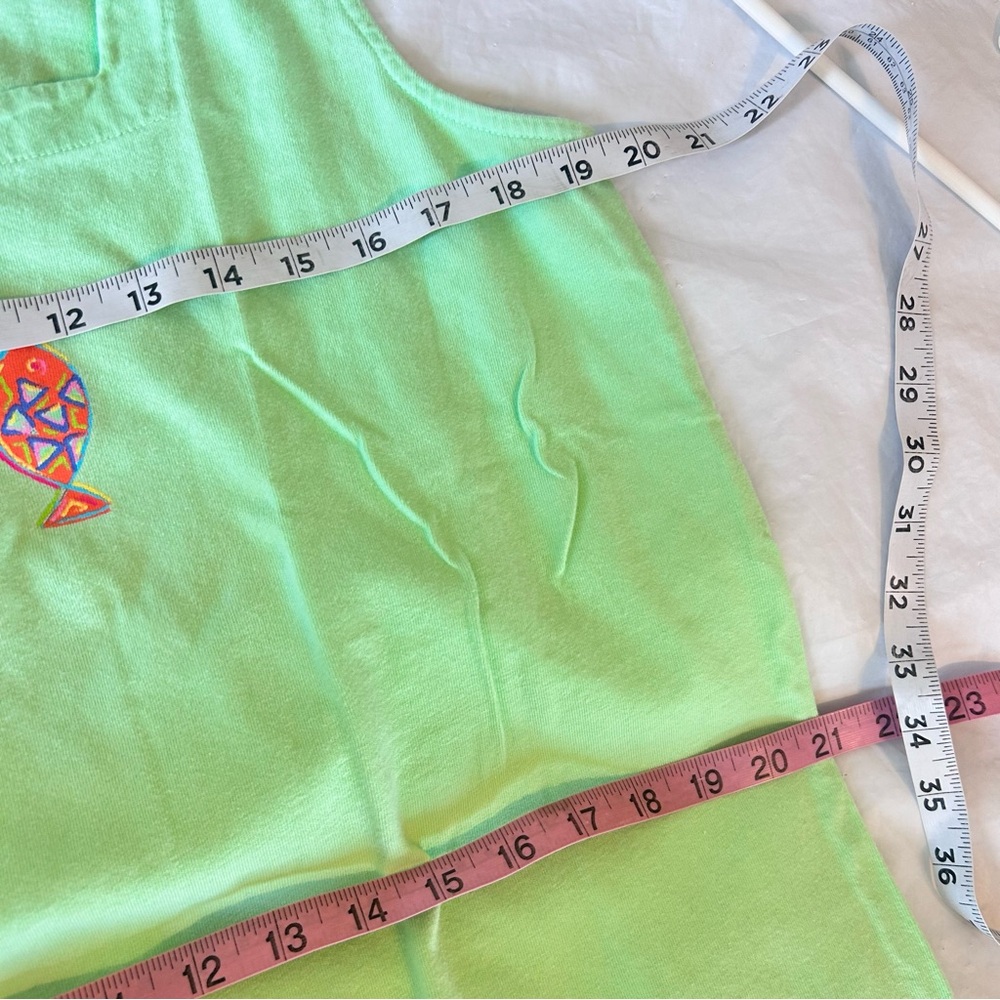 Fresh Produce Cotton Lime Green Maxi Tank Beach Dress Fish Print XL NWOT - Picture 9 of 11